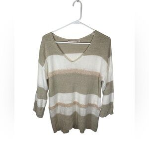 Soft Surroundings Saja Stripped Vneck Sweater